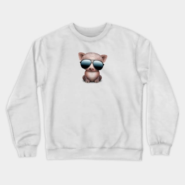 Baby Pig Wearing Sunglasses Crewneck Sweatshirt by jeffbartels